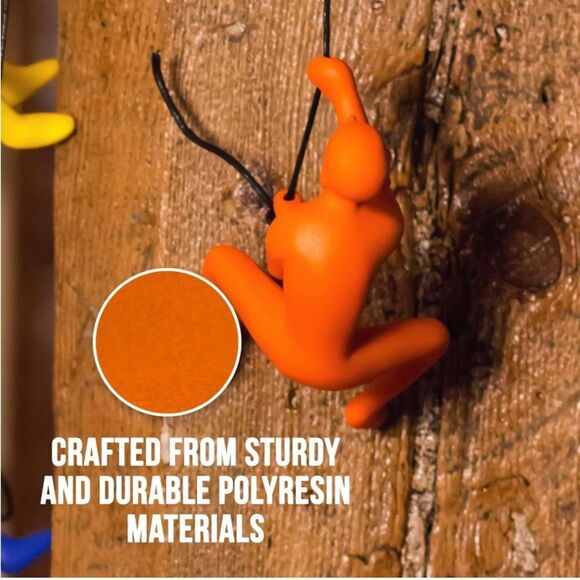 Climbing Man Wall Art for Home Decor with 30” Leather Rope | Polyresin Statues - Picture 4 of 7